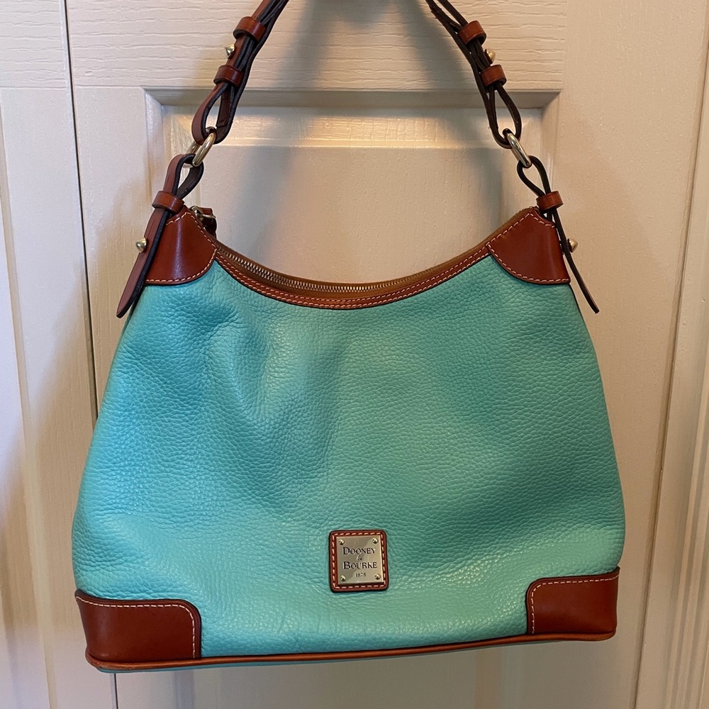 Dooney & Bourke Turquoise and Brown Hobo Bag